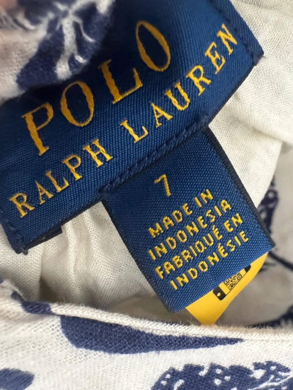 Ralph Lauren Girls Floral Linen-Blend Dress Blue White 7